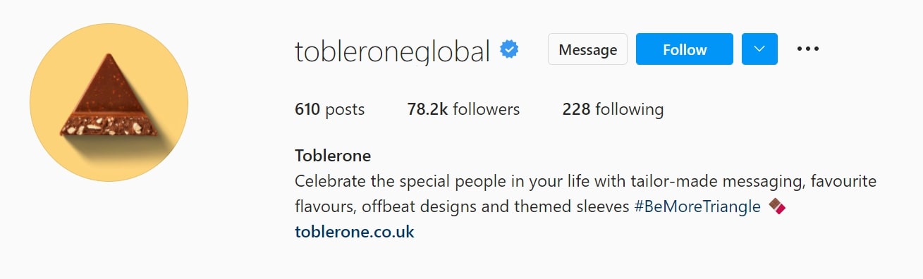instagram bio ideas from tobleroneglobal