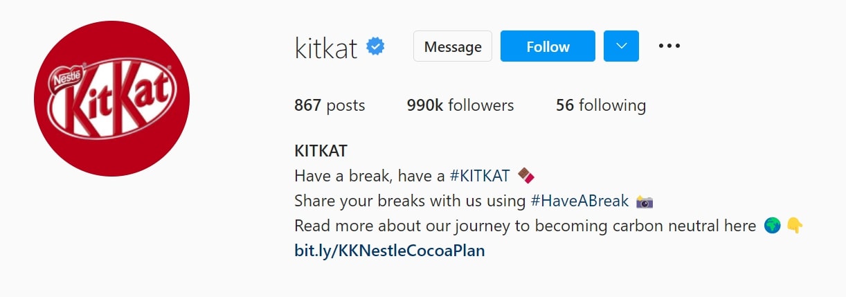 instagram bio ideas from kitkat