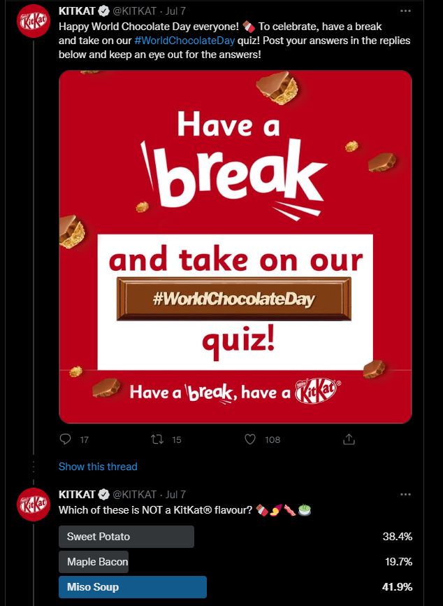 Social media contest ideas from Kitkat's answer the question contest