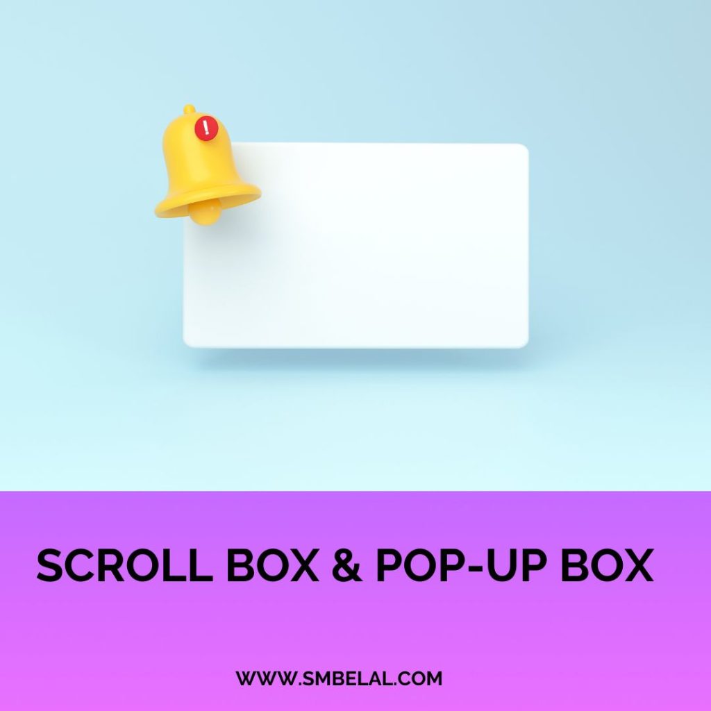 Use of scroll box & pop-up box for email list building